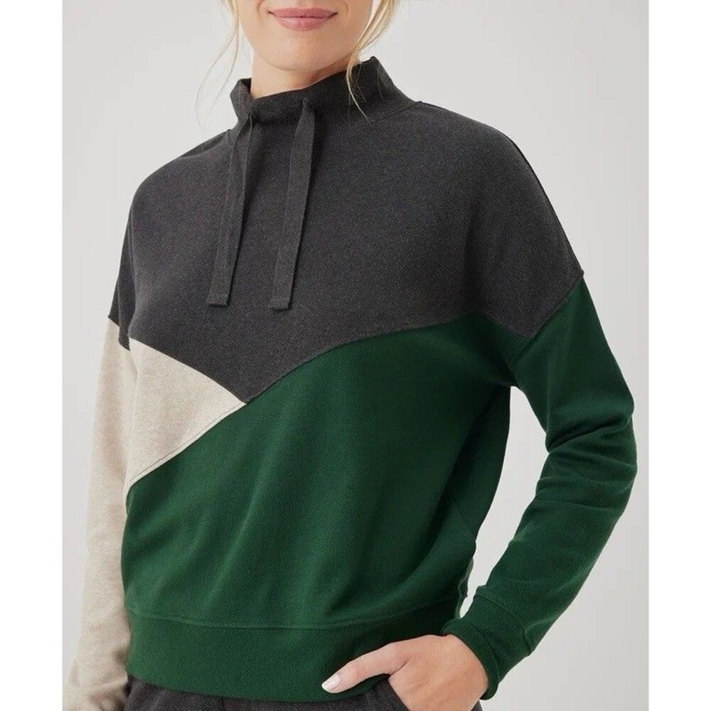 Pact Sz Large Airplane Colorblock Pullover Sweatshirt 100% Organic Cotton